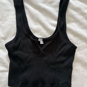 Garage Black Ribbed Crop Top